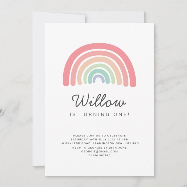 Pastel Rainbow Invitation d'anniversaire (Devant)
