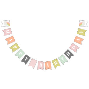 Pastel Rainbow Kids Happy Birthday Bunting Flags