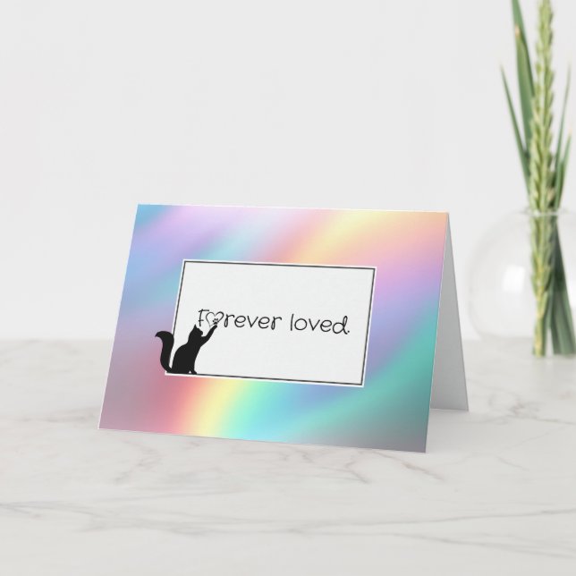Pastel Rainbow Kitty Pet Loss Sympathy   Card (Front)