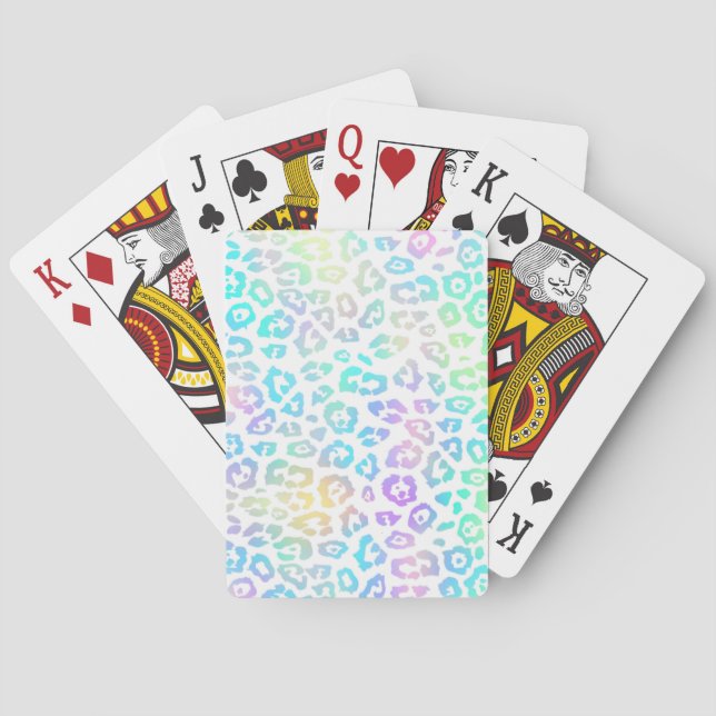 Pastel Rainbow Leopard Pattern  Playing Cards (Back)