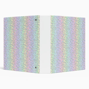 Pastel Rainbow Leopard Print Binder