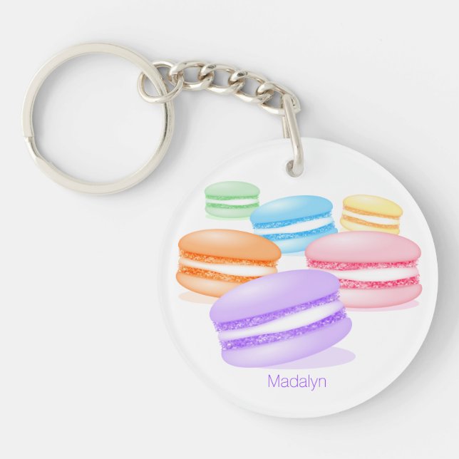 pastel rainbow macarons keychain (Front)