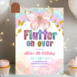 Pastel Rainbow Magical Butterfly Birthday Invitation