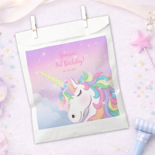 Pastel Rainbow Magical Unicorn Clouds Favour Bag (Creator Uploaded)