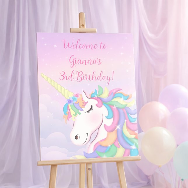 Pastel Rainbow Magical Unicorn Welcome Sign (Creator Uploaded)