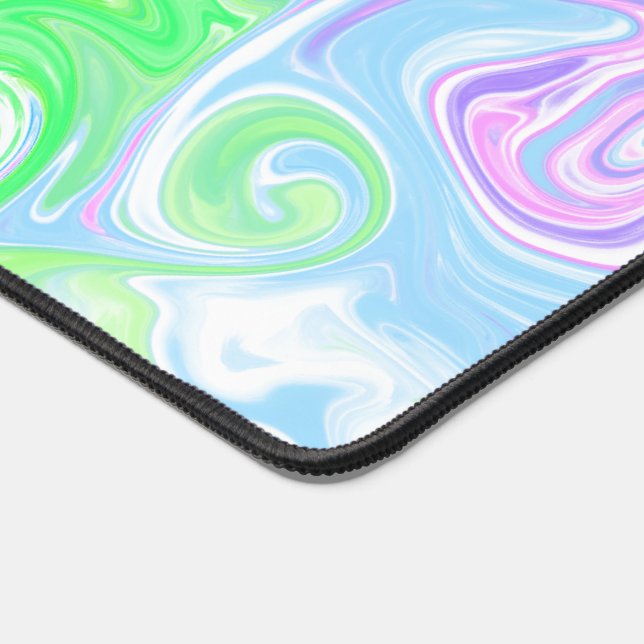 Pastel Rainbow Marble Swirl Abstract Art Desk Mat (Corner)