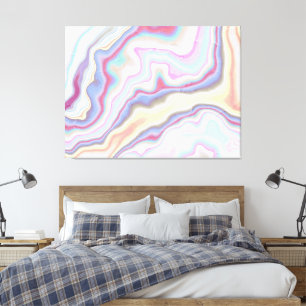 Pastel Rainbow Marble Waves Canvas Print