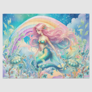 Pastel Rainbow & Mermaid Decoupage Tissue Paper