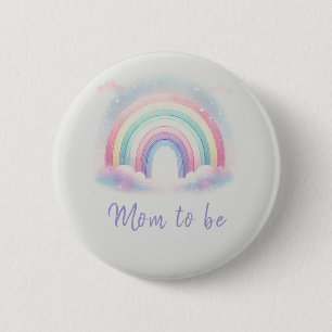 Pastel Rainbow Mom-to-Be Button - Personalized