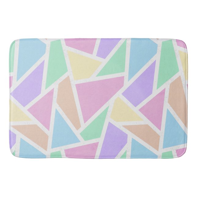 Pastel rainbow mosaic pattern bath mat (Front)