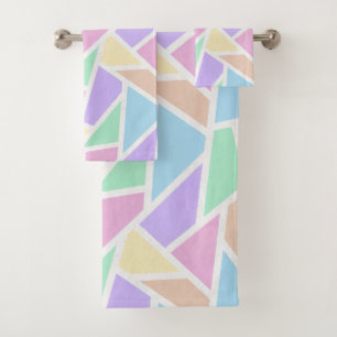 Pastel rainbow mosaic pattern bath towel set