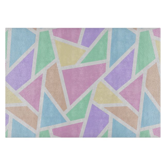 Pastel rainbow mosaic pattern cutting board (Front)