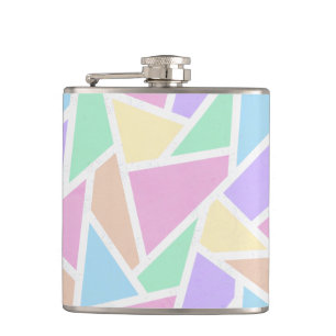 Pastel rainbow mosaic pattern hip flask