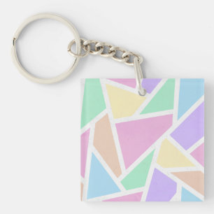 Pastel rainbow mosaic pattern keychain