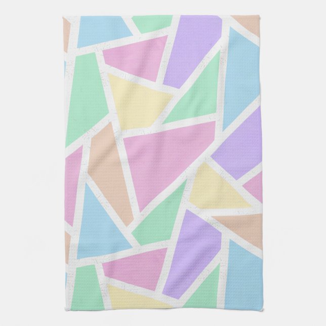 Pastel rainbow mosaic pattern kitchen towel (Vertical)