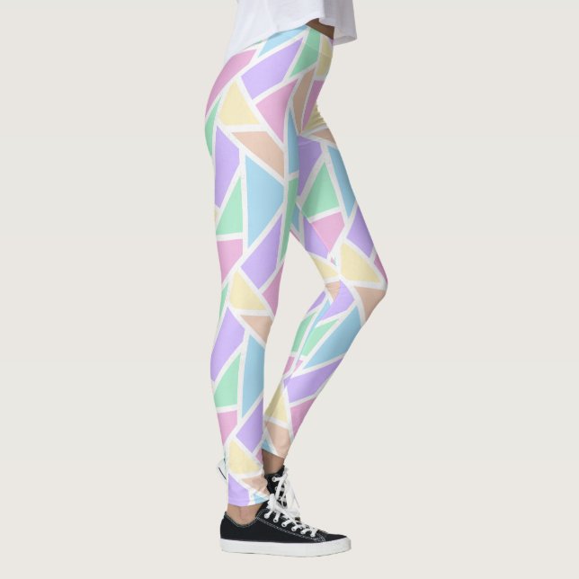 Pastel rainbow mosaic pattern leggings (Right)