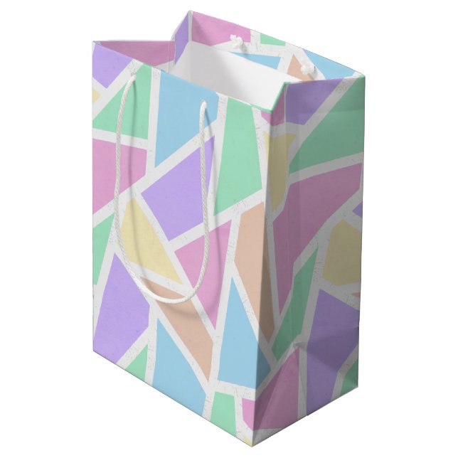Pastel rainbow mosaic pattern medium gift bag (Back Angled)
