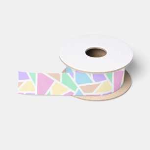 Pastel rainbow mosaic pattern satin ribbon
