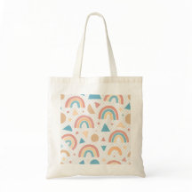 Pastel Rainbow Motif Sac fourre-tout mignonne, éco