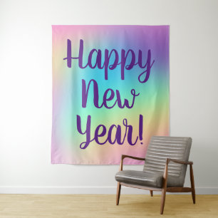 Pastel Rainbow New Year's Party Tapestry