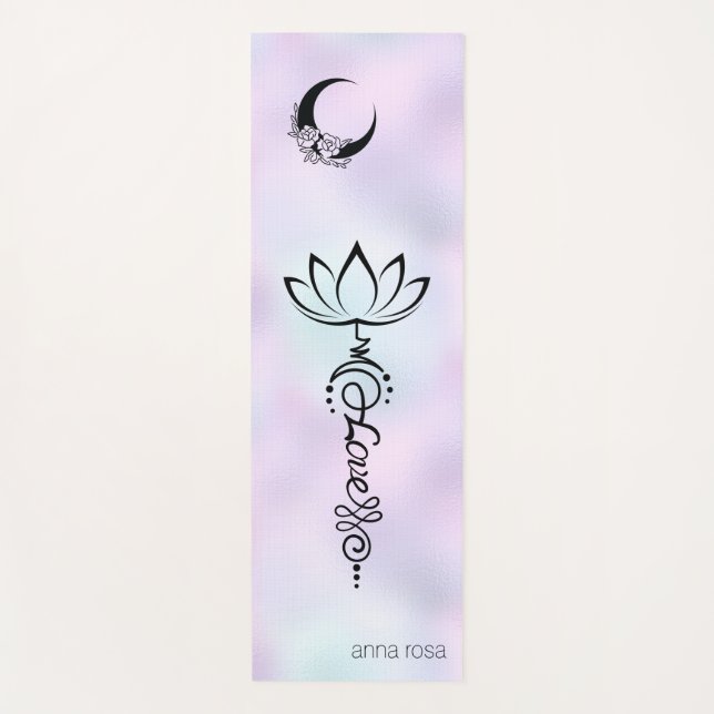 *~* Pastel Rainbow Nirvana Moon Flowers Crystal Yoga Mat (Front)