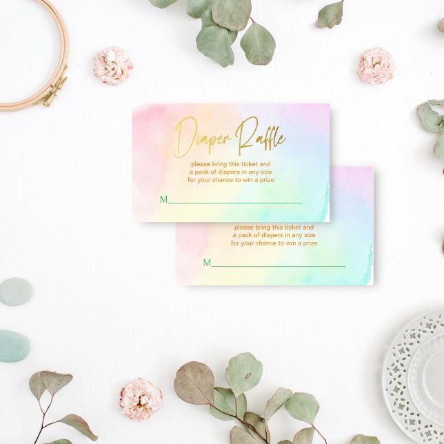 Pastel rainbow ombre baby shower diaper raffle enclosure card (Pastel rainbow ombre baby shower diaper raffle enclosure card raffle tickets)