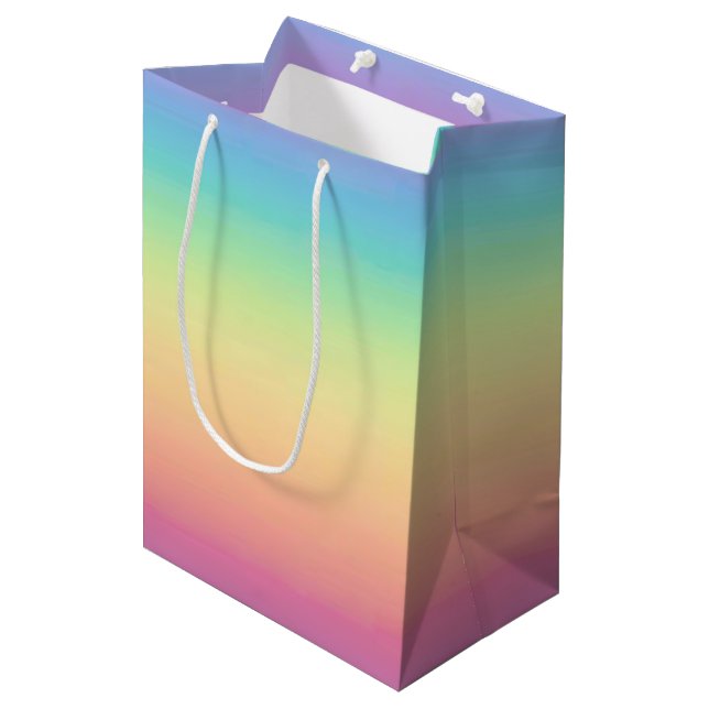 Pastel Rainbow Ombre Custom Medium Gift Bag (Front Angled)