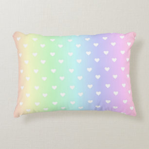 Pastel Rainbow Ombre Hearts Pattern Accent Pillow