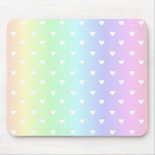 Pastel Rainbow Ombre Hearts Pattern Mouse Pad