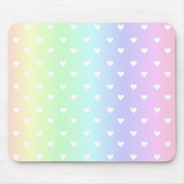 Pastel Rainbow Ombre Hearts Pattern Mouse Pad (Front)
