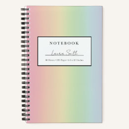 Pastel Rainbow Ombré Personalized Notebook