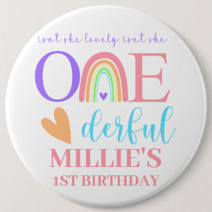 Pastel Rainbow ONE derful 1er Anniversaire Badge r