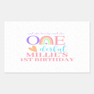 Pastel Rainbow ONE derful 1st Birthday Stickers
