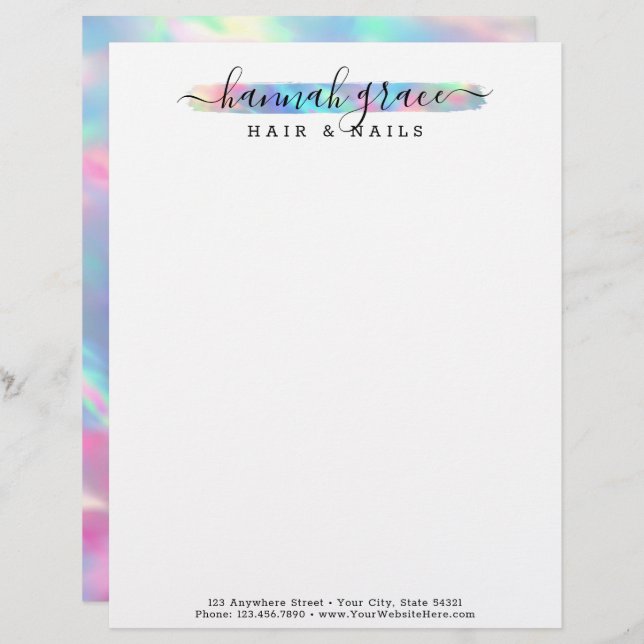 Pastel Rainbow Paint Swash Elegant Custom Logo Letterhead (Front/Back)