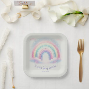 Pastel Rainbow Paper Plate   Baby Shower Party