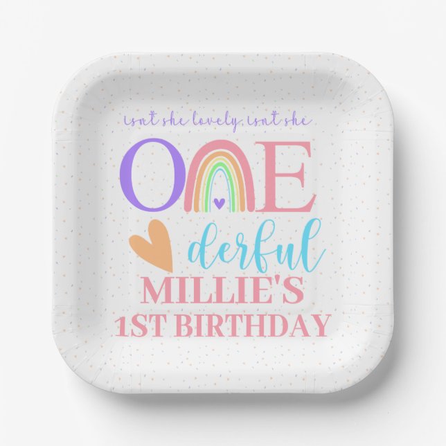 Pastel Rainbow Paper Plates & Bowls (Front)