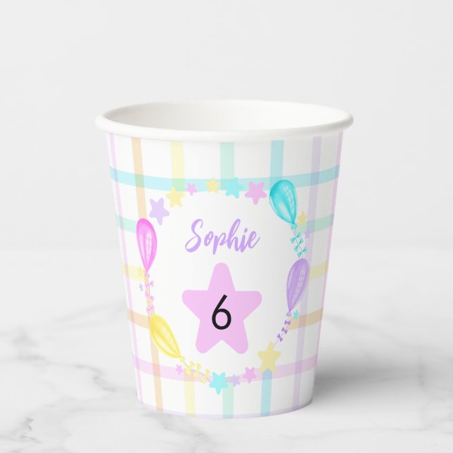 Pastel Rainbow Party For Girls Paper Cups (Front)