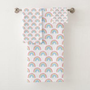 Pastel Rainbow Pattern Bath Towel Set