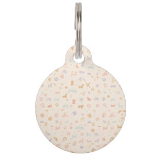 Pastel Rainbow Paw Print Pet Tag Minimalist Dog