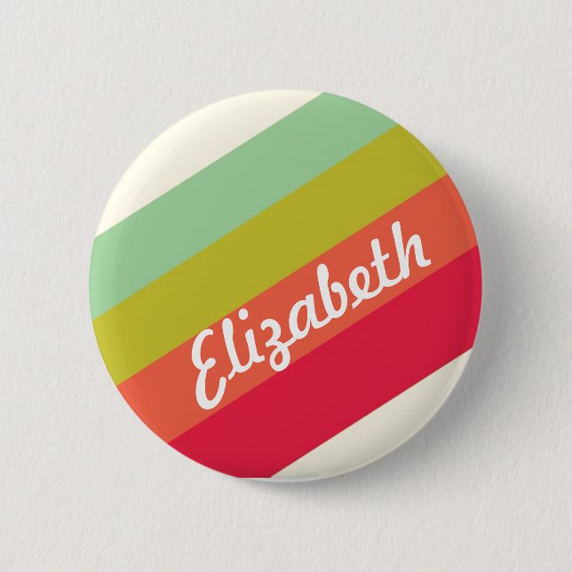 Pastel Rainbow Personalized Name 2 Inch Round Button (Front)