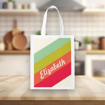 Pastel Rainbow Personalized Name Reusable Grocery Bag<br><div class="desc">Pastel Rainbow Personalized Name</div>