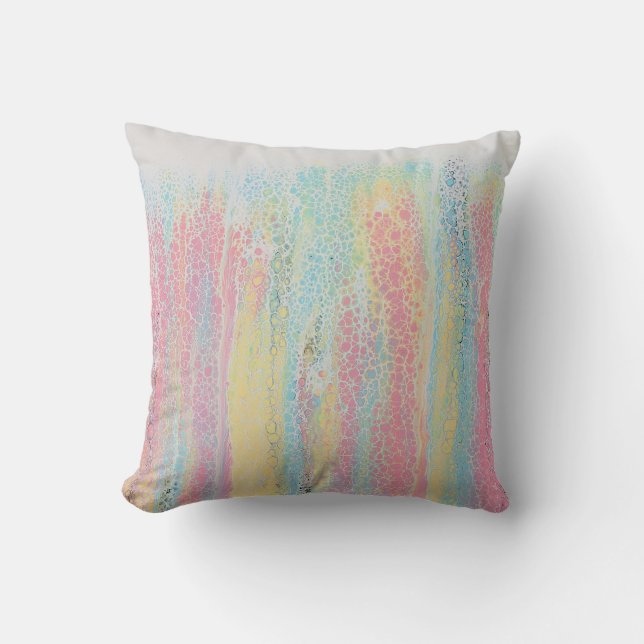 Pastel Rainbow Pink Blue Yellow White Colourful Throw Pillow (Front)