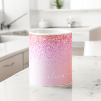 Pastel Rainbow Pink Gold Purple Glitter Monogram