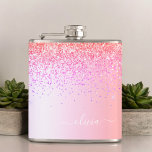 Pastel Rainbow Pink Gold Purple Glitter Monogram Hip Flask<br><div class="desc">Rainbow Pastel Faux Foil Metallic Sparkle Glitter Brushed Metal Monogram Name and Initial Party Flask. This makes the perfect sweet 16 birthday,  wedding,  bridal shower,  anniversary,  baby shower or bachelorette party gift for someone that loves glam luxury and chic styles.</div>
