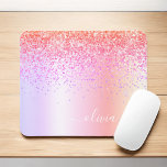 Pastel Rainbow Pink Gold Purple Glitter Monogram Mouse Pad<br><div class="desc">Rainbow Pastel Ombre - Gold,  Purple,  Blush Pink Faux Foil Metallic Sparkle Glitter Brushed Metal Monogram Name and Initial Mousepad (mouse pad). This makes the perfect sweet 16 birthday,  wedding,  bridal shower,  anniversary,  baby shower or bachelorette party gift for someone that loves glam luxury and chic styles.</div>