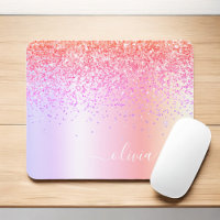 Pastel Rainbow Pink Gold Purple Glitter Monogram