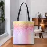 Pastel Rainbow Pink Gold Purple Glitter Monogram Tote Bag<br><div class="desc">Rainbow Pastel Faux Sparkle and Dripping Glitter Metallic Stainless Steel Foil Elegant Monogram Book Bag. This Book Bag can be customized to include your initial and first name and given as a gift for Christmas,  Sweet 16 Birthday,  Bridal Shower or a Wedding.</div>