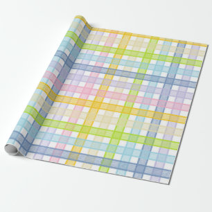 Pastel Rainbow Plaid Wrapping Paper