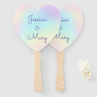 Pastel Rainbow Prismatic Lesbian Wedding Hand Fan