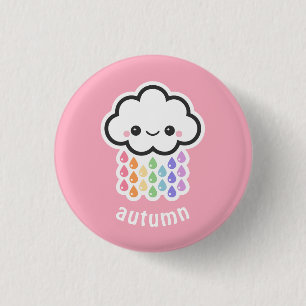 Pastel Rainbow Rain Cloud 1 Inch Round Button